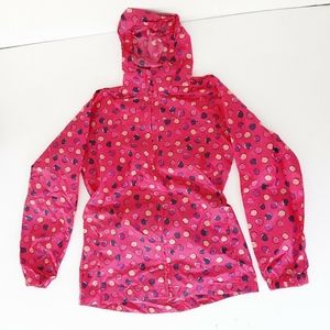 Land's End Size M Kids Rain Coat Jacket Pink Polka